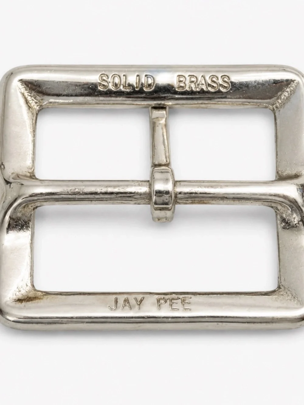 Vintage JAY-PEE Solid Brass Silver Tone Belt Buckle 1.5 Inch Belt